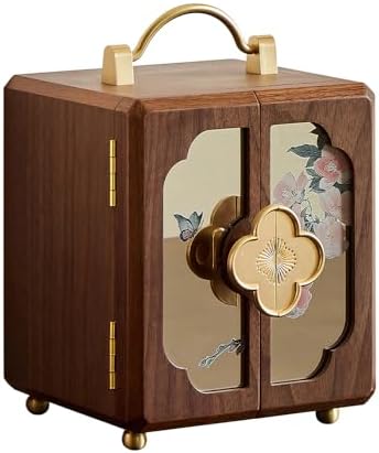 Black Walnut Jewelry Organizer, Wooden Jewelry Box with Gold Handle