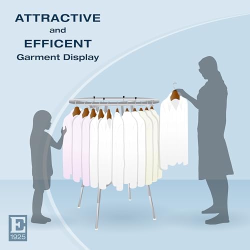 Econoco 36in Round Folding Garment Rack, Adjustable 48–66in H, Chrome