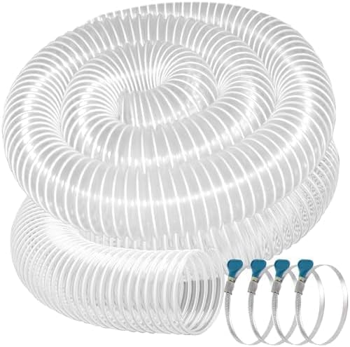 PVC Dust Collection Hose 4" x 20', Puncture Resistant Clear PVC Dust Collection by Qucship