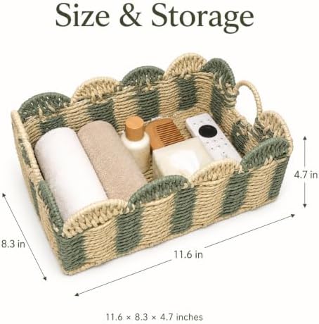 Rectangular Boho Decor Bin,Handmade Paper Rope Basket,Large