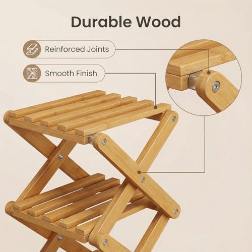 The 9-Tier No-Assembly Bamboo Rack, 7 Tier Bamboo Shoe Rack, Foldable Bamboo ...