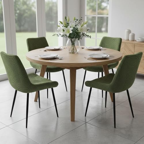 Jacquard Dining Chair Covers Set of 4,Stretchy Mid Century Modern Kitchen Dining Room Chair Slipcovers Armless Accent Side Chair Covers for Dining Chairs,Green