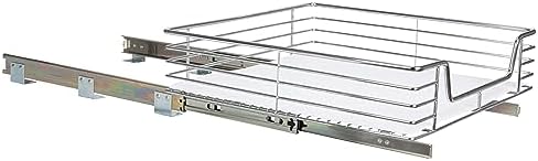 Household Essentials Chrome-Plated Steel Pull-Out Basket with Plastic Liner