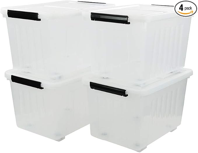 4-Pack Clear Plastic Storage Bins by Callyne