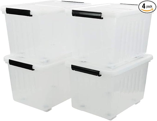 4-Pack Clear Plastic Storage Bins by Callyne