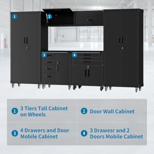 6-Piece Garage Storage Cabinets System Heavy Duty Workshop Set