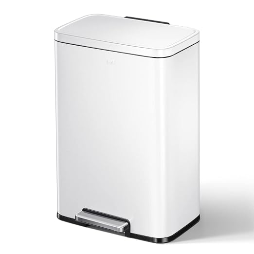 EKO Madison Matte White 50 Liter/13.2 Gallon Step Trash Can - Image 8