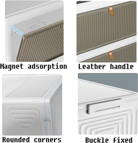 HYGRAD BUILT TO SURVIVE Foldable White Plastic Shoe Box Stackable Storage Cab...