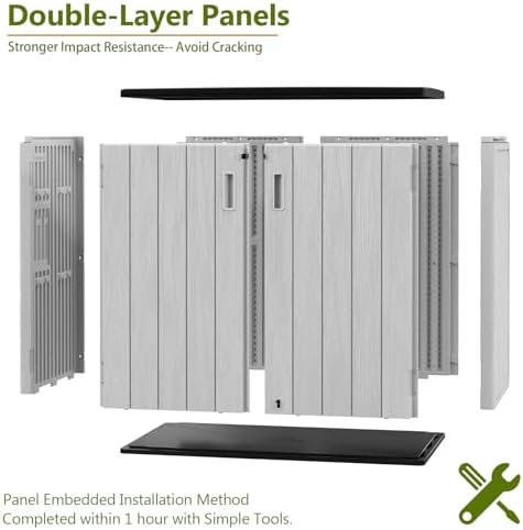 ZZM 37 Cu.ft Outdoor Storage Cabinet with One Tool Kit, Horizontal Storage Sh...