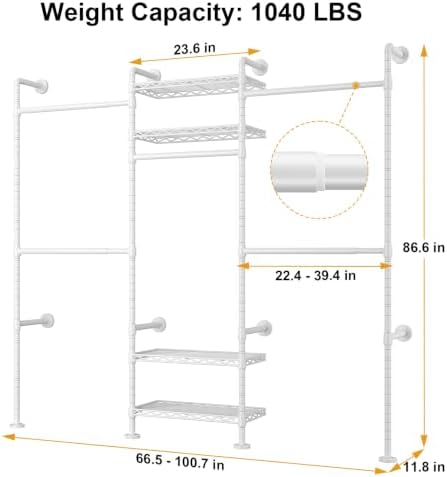 ULIFHOME M7 Wall-Mounted Clothes Rack, Heavy-Duty Garment Closet Rack