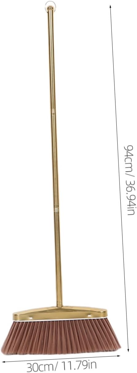 MAGICLULU Golden Stainless Steel Dust Broom Weather Resistant and Moistureproof Material with Detachable Handle Sturdy Hardwood Floor Sweeper for Indoor and Yard Floor Cleaning for House