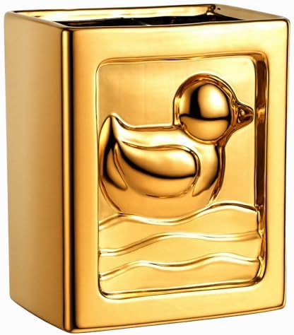 Gold Duck 1.85 Gallon Bathroom Trash Can, Modern Ceramic Wastebasket, Small Garbage Bin for Bedroom, Home Office, Toilet, RV, Near Desk, Under Sink