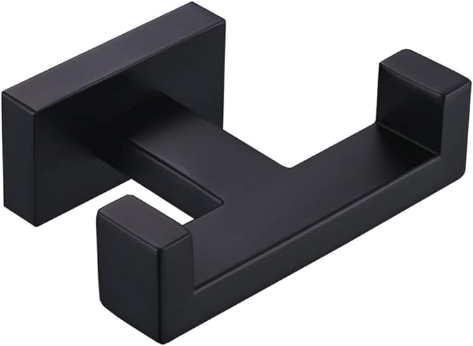 Angle Simple Double Towel Hook Matte Black, Stainless Steel Bathroom Towel by AngleSimple