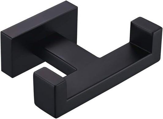Angle Simple Double Towel Hook Matte Black, Stainless Steel Bathroom Towel by AngleSimple