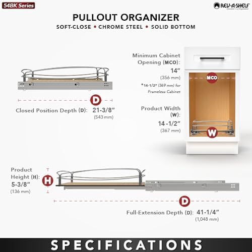 Rev-A-Shelf Pull Out Kitchen Cabinet Storage Organizer with Solid Bottom and ...