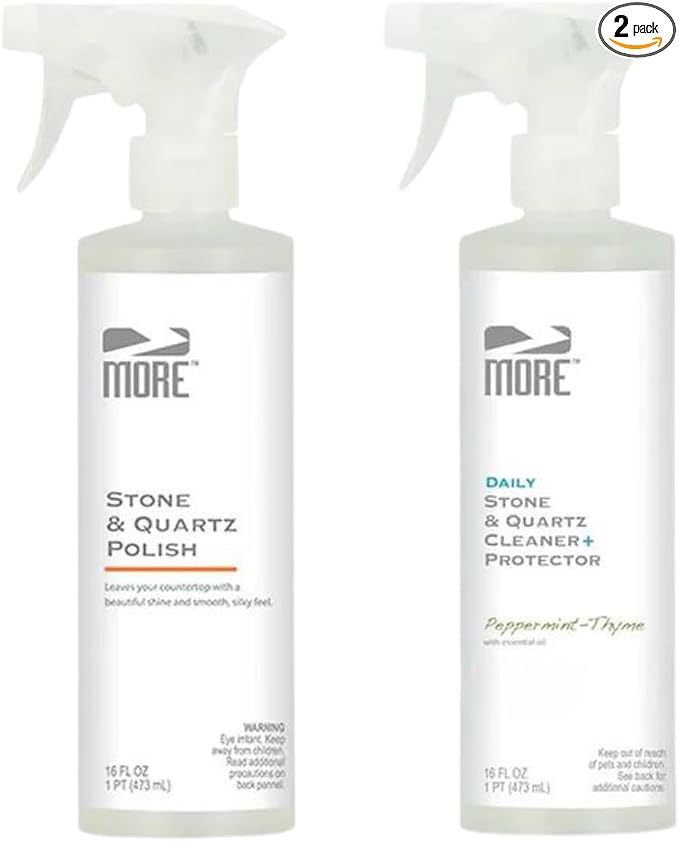 MORE - Twin Pack - Includes Stone & Quartz Cleaner + Polish - Granite, Quartz & by MORESurfaceCare