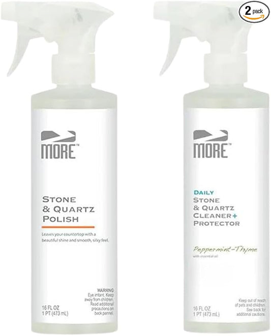 MORE - Twin Pack - Includes Stone & Quartz Cleaner + Polish - Granite, Quartz & by MORESurfaceCare