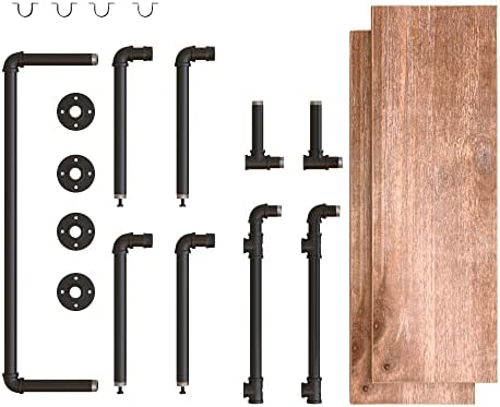 30in Industrial Pipe Clothing Rack,2-Tier Wall Mounted Clothes Rack, Pipe Clo...