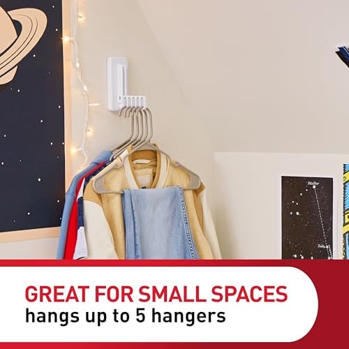 Command Folding Clothes Hanger, Holds up to 5 Hangers 7.5lb, 1.5lbs per Rung,...