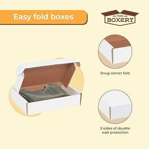The Boxery 14 x 3 3/4 x 2 3/4 Inch-50-Pack, White Corrugated Shipping Box Mai...