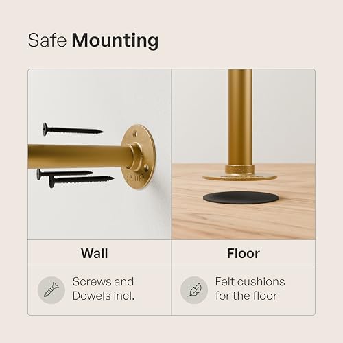 pamo Gold Clothing Rack Wall Mounted – 117" W × 87" H, 750 lbs