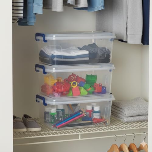 Tribello Clear Storage Bins with Lids, 6-Pack Stackable Plastic Storage Conta...