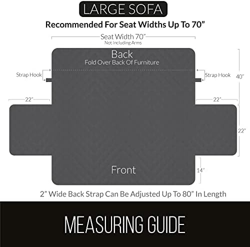 Sofa Shield® Couch Slip Covers for Dogs, Reversible Furniture Protector with Strap, Stain and Tear Resistant Cushion Cover, 70 inch Seat, Machine Washable Slipcover Dog Pets Cats, Charcoal