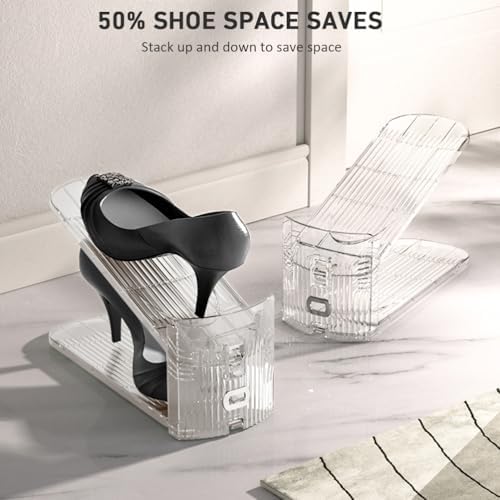NVGSN 20Pack Clear Shoe Slot Organizer,Shoe Stacker,Storage Space Saver 50%