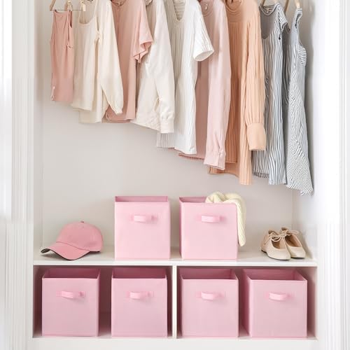 Cupic Cupid 6-Pack 11x11 Storage Cubes, Cube Storage Organizer, Pink | Foldable, Reinforced Front Handle, Holds Clothes, Toys, Blankets and More, Fits Closet, Cube Shelves, Nursery, Bedroom