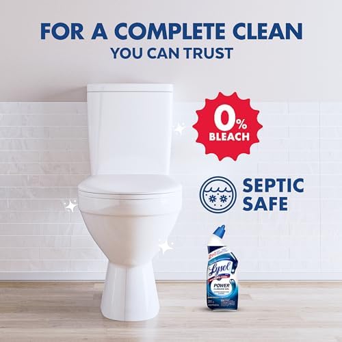 Lysol Toilet Bowl Cleaner Clinging Gel, Power, 24 oz, 2 Pack | Disinfecting, Sanitizing, Deodorizing, Septic Safe, Bleach Free, For Toilet Rings, Limescale, & Hard Water, Bathroom Cleaner