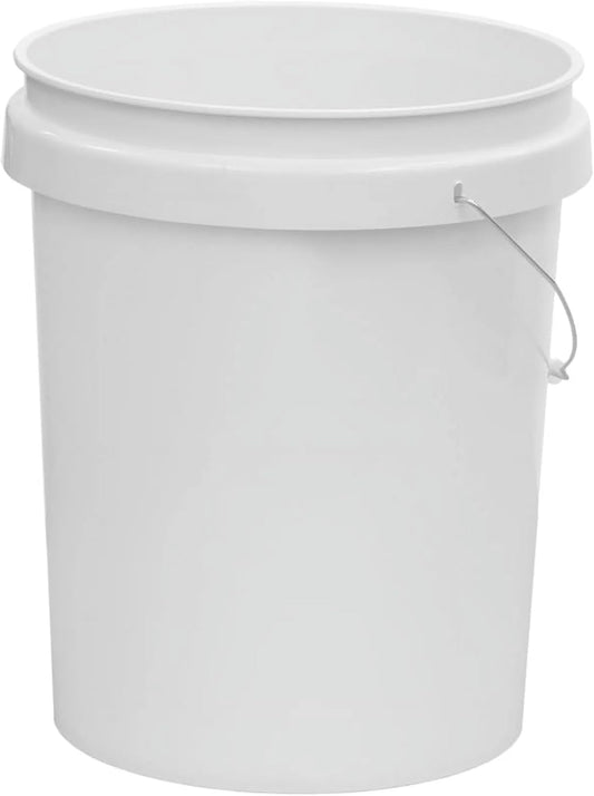 (2 Pack) 5 Gallon Utility Bucket with Comfort Handle – Heavy Duty Plastic Pail, Stackable, Easy Clean, White – Perfect for Cleaning, Painting, Household Storage