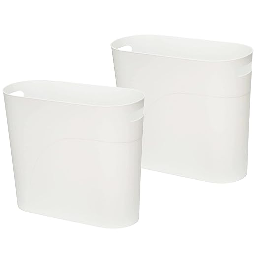 Small Trash Can Plastic Bathroom Wastebasket 3.2 Gallon Slim Garbage Container by ROYFACC