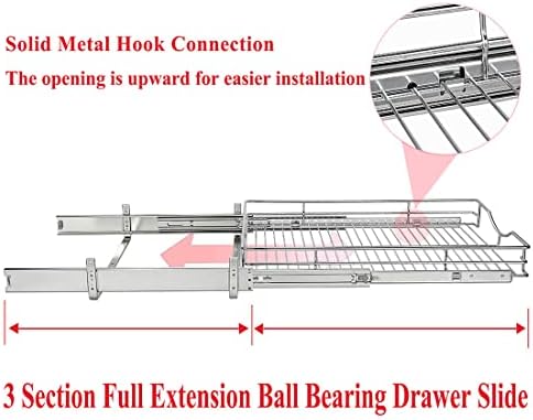 DINDON 1 Tier Pull Out Cabinet Organizer (17" W x 18" D) Heavy-Duty...
