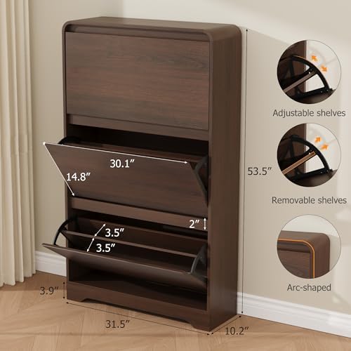 Garvee Hidden Shoe Cabinet, Brown