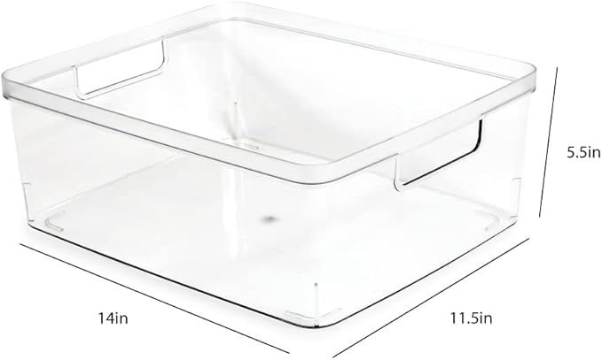 Isaac Jacobs 2-Pack Large Clear Storage Bins w/Cutout Handles, Plastic Organizer - Image 3