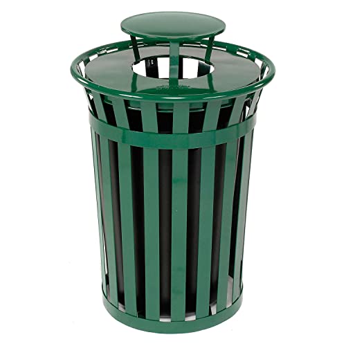 Global Industrial Heavy-Duty 36 Gallon Capacity Outdoor Metal Slatted Trash - Image 9