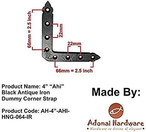 Adonai Hardware Ahi Dummy Corner Strap (4 Inch x 12 Pack, Black Powder Coated)