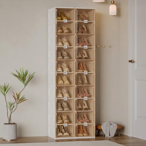 ANTBOX Shoe Organizer Storage Box, Portable Folding Shoe Rack For Closet With...