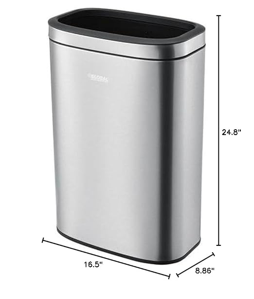 Global Industrial 10-1/2 Gallon Stainless Steel Slim Open Top Receptacle - Image 9