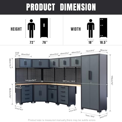 15-Piece Corner Garage Storage Cabinet System - Corner Workshop Set
