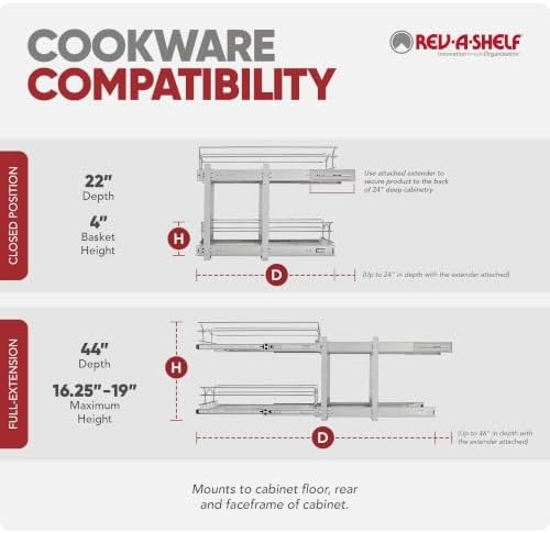 Rev-A-Shelf Pullout Organizer for Cabinets, Min Opening Width of 11.5"