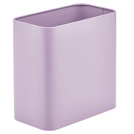 mDesign Metal Wastepaper Bin — Compact Rectangular Bathroom Bin — Rubbish Basket by mDesign