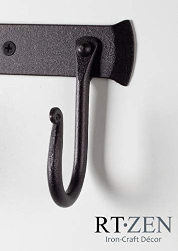 RTZEN Classic Farmhouse Wall Mount Multi-Use Wrought Iron Hook Set (5 Pack)