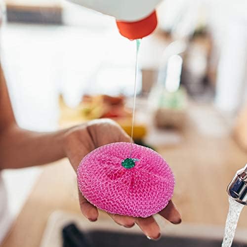 Blulu Plastic Dish Scrubbers for Dishes Pot Round Nylon Pad, Mesh Scouring Non - Image 5