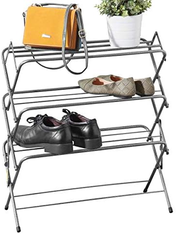 Zenree 4 Tier Folding Shoe Rack, Multifunction Small Organizer and Storage Me...