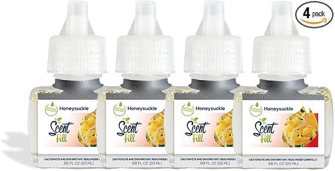 Scent Fill Honeysuckle Plug in Air Freshener, 4 Scented Oil Refills by ScentFill