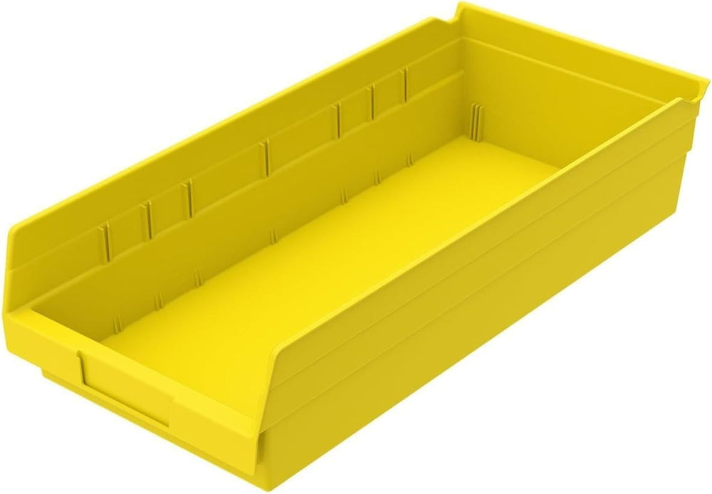 Akro-Mils 30158 Heavy Duty Plastic Shelf Bins, 18"x 8"x 4", Ye...