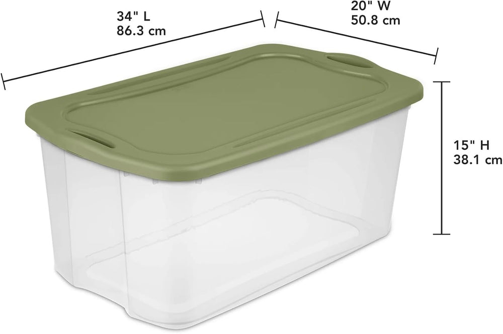Extra-Large 120 Quart Clear Plastic Storage Bin (2-Pack) with Full-Grip Handl...