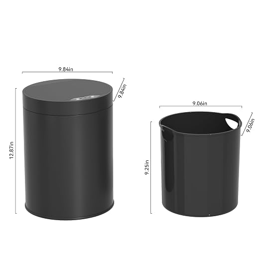 Bathroom Trash Can with Lid 2.6 Gallon Stainless Steel TrashCans Automatic - Image 2