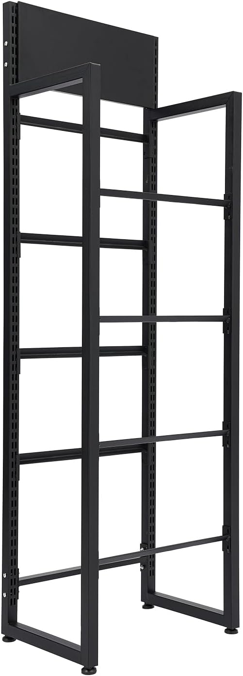Market Retail Display Rack, 4-Tier Wood Fruit and Vegetable Storage Rack Reta...
